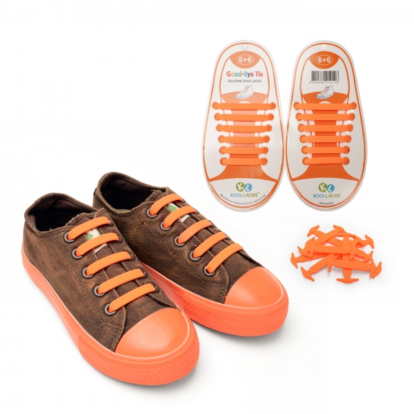 JS 쿨레이스 매듭없는 실리콘 신발끈 12P 오렌지 JSFLOR23