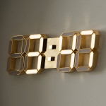 JS 국산 루나리스 24K 금도금 샴페인골드 3D LED 벽시계 LG전구 38cm 골드 JSLIGD02