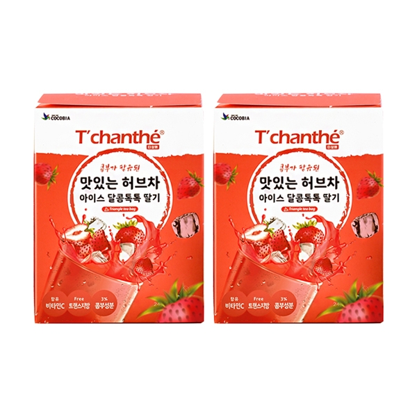 티샹떼 54 맛있는 허브차 아이스달콤톡톡 딸기 삼각망 20티백 2개세트